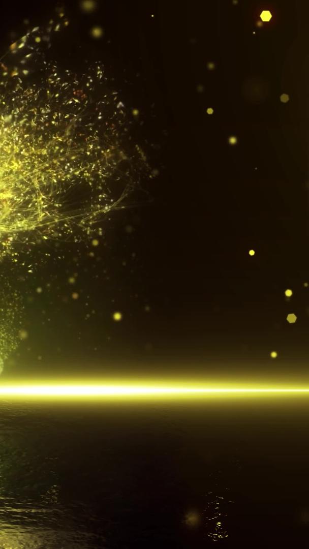 金色粒子树水面倒影视频的预览图