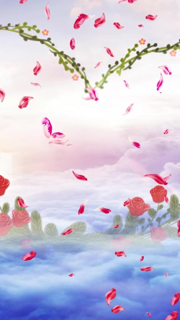 梦幻唯美天空鲜花拱门婚礼背景视频的预览图