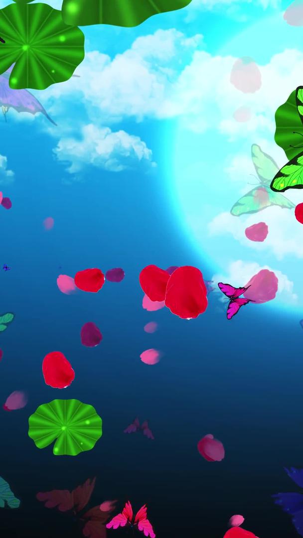 唯美的水面蝴蝶飞舞背景素材视频的预览图
