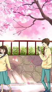 恋爱男女樱花背景视频的预览图