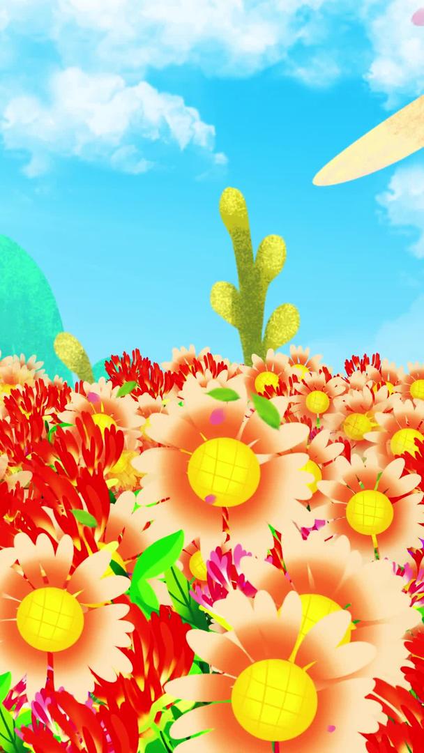 卡通花丛背景素材视频的预览图