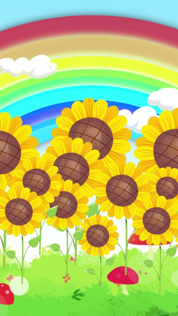 卡通可爱向日葵生长动态背景视频视频的预览图