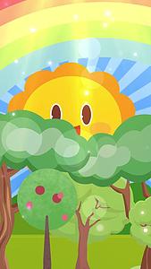 卡通动态丛林太阳照射背景视频视频的预览图