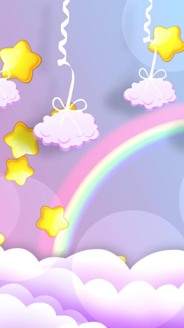 卡通唯美云朵彩虹动态星星粒子背景视频视频的预览图