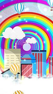 唯美时尚彩虹隧道卡通城市动态背景视频视频的预览图