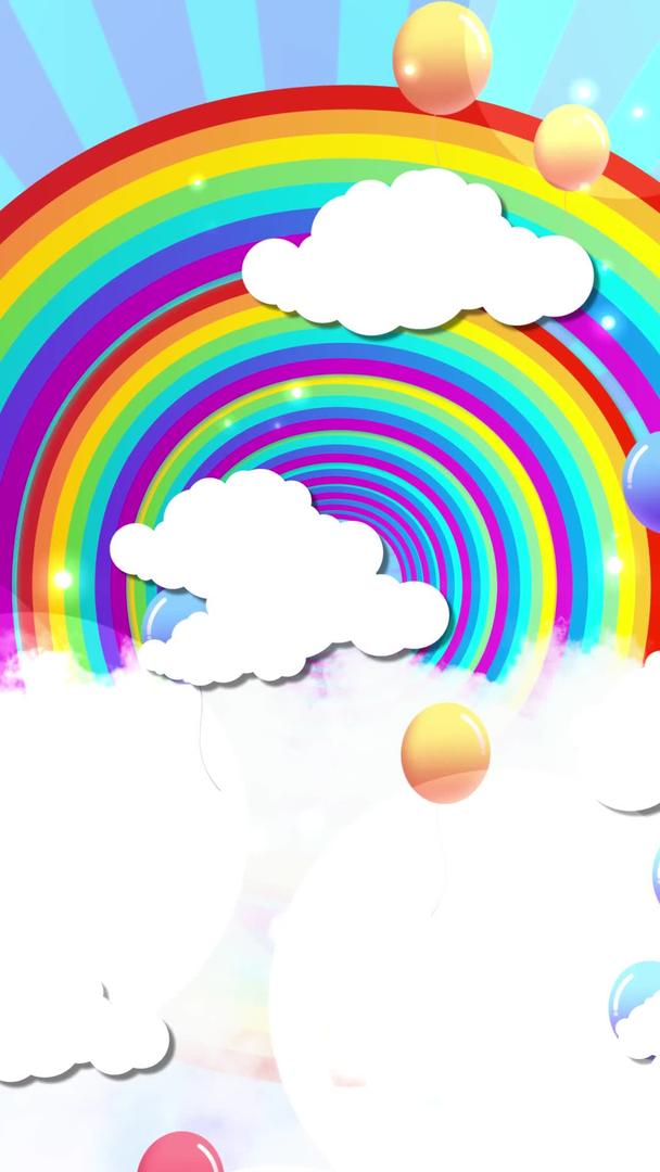 唯美卡通彩虹隧道云层背景视频视频的预览图