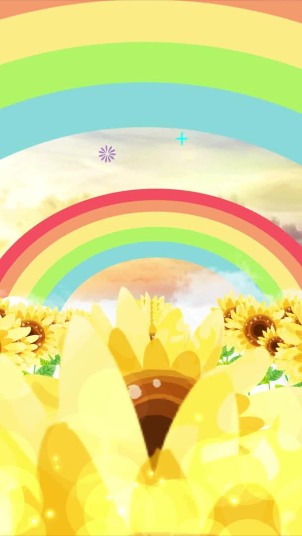 唯美向日葵花朵卡通彩虹背景视频视频的预览图