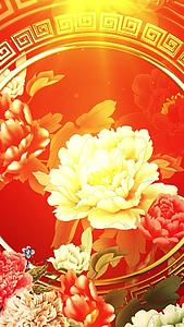 喜庆红色中国风牡丹花背景视频视频的预览图