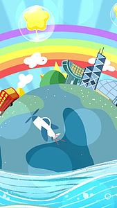 动态卡通背景彩虹放射视频背景视频的预览图