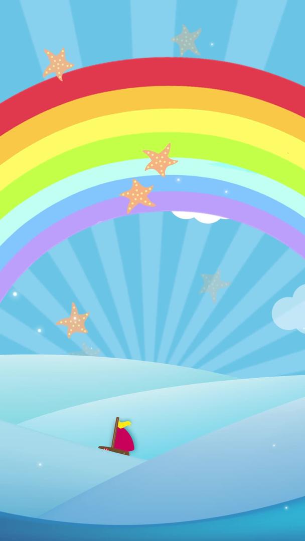 卡通动漫水面波浪彩虹背景视频视频的预览图