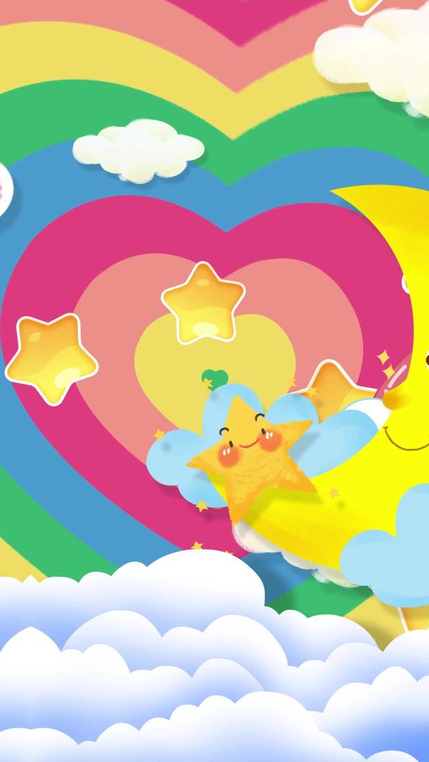 可爱动态卡通动画爱心彩虹背景视频视频的预览图