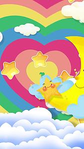 可爱动态卡通动画爱心彩虹背景视频视频的预览图