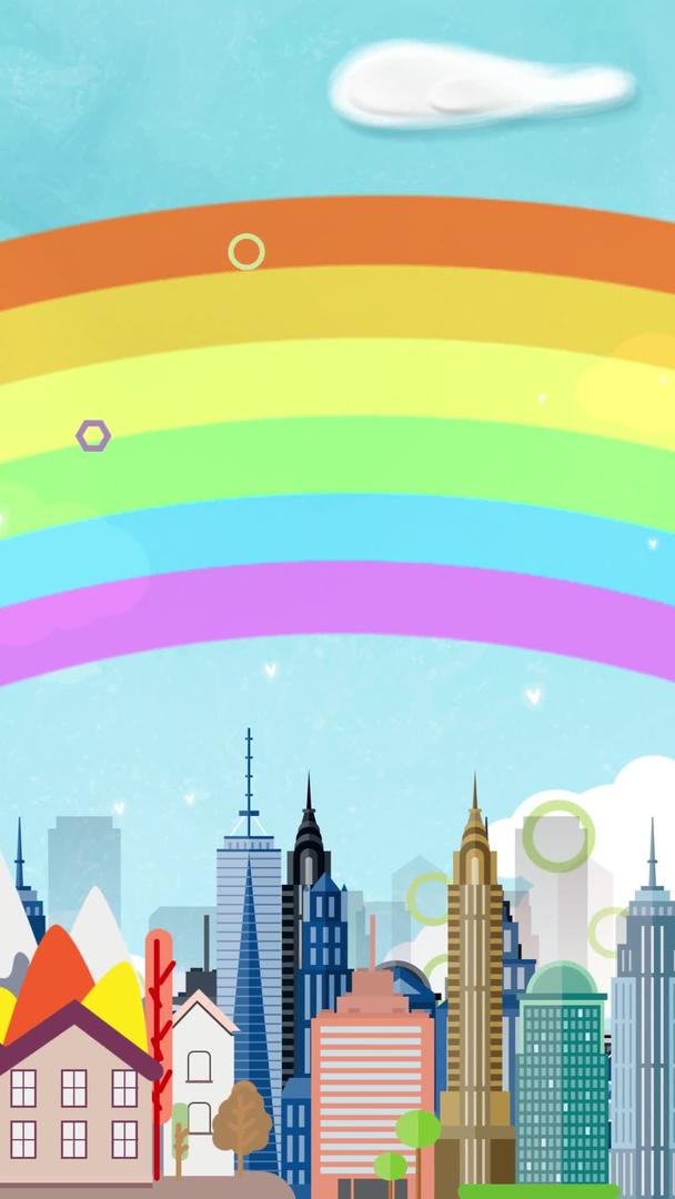 卡通动态彩虹城可爱背景视频视频的预览图