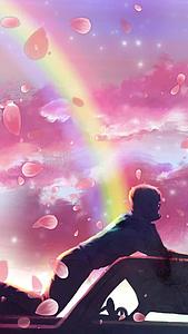 彩虹花瓣唯美爱情背景视频的预览图