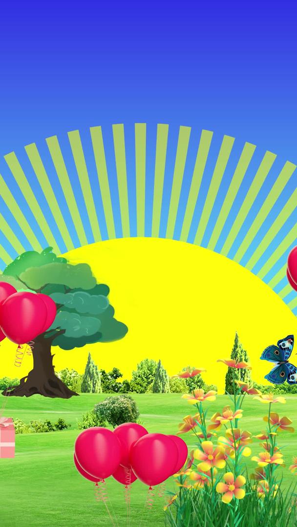卡通儿童气球太阳背景视频的预览图
