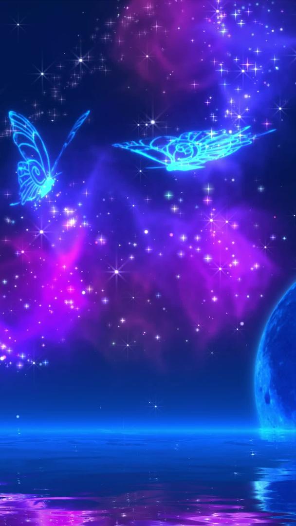 唯美蝴蝶星光粒子舞台背景视频的预览图