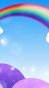 卡通彩虹天空背景视频的预览图