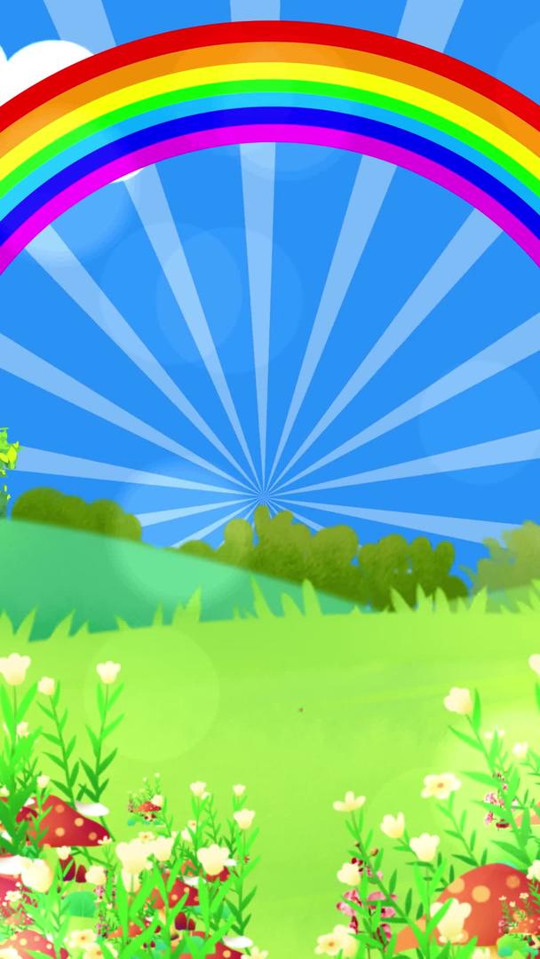 卡通草地彩虹舞台背景视频的预览图