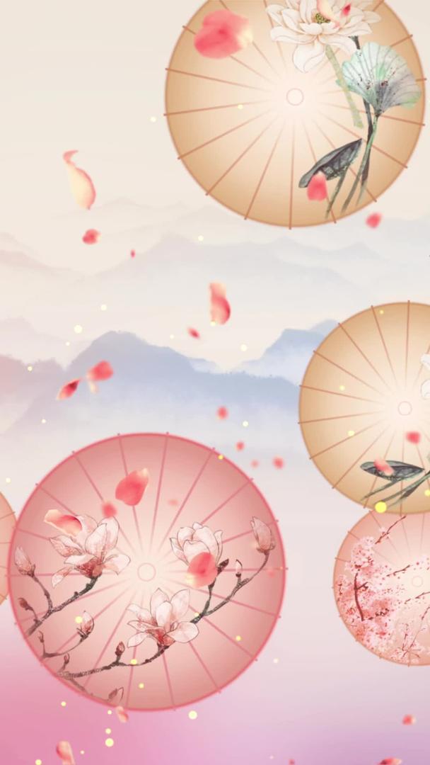 中国风伞舞台背景视频的预览图