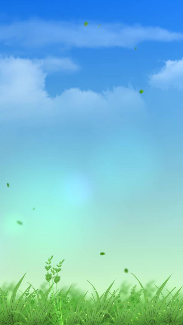 清新青草摇摆蓝天白云背景视频的预览图