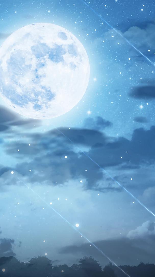 温馨动态夜景月亮夜空背景视频视频的预览图