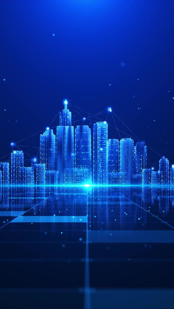 科技蓝色商务城市空间背景视频的预览图