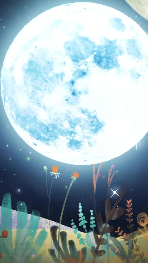 夜景月亮动态丛林星空闪烁视频背景视频的预览图