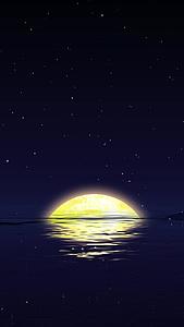 唯美动态夜景月亮升起湖面倒影背景视频视频的预览图