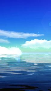 清新唯美蓝天白云水波倒影背景视频的预览图