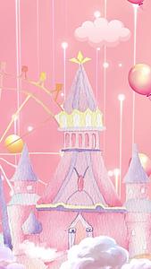 粉色唯美粒子动态城堡背景视频视频的预览图