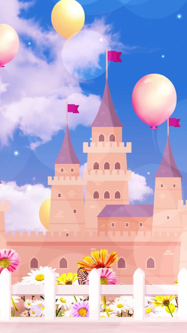 梦幻动态卡通城堡粒子天空背景视频视频的预览图