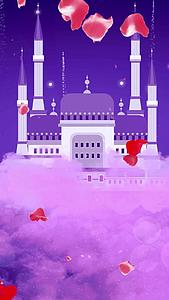 紫色梦幻动态云端城堡背景视频视频的预览图