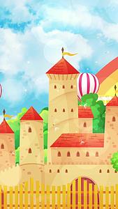 动态卡通城堡唯美天空背景视频视频的预览图