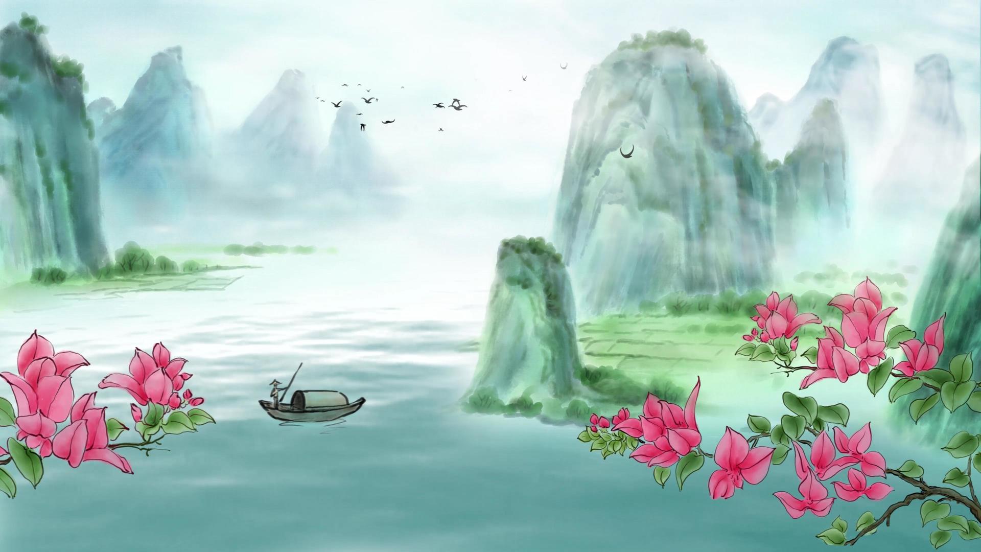 4K中国风水墨古色古香背景视频视频的预览图