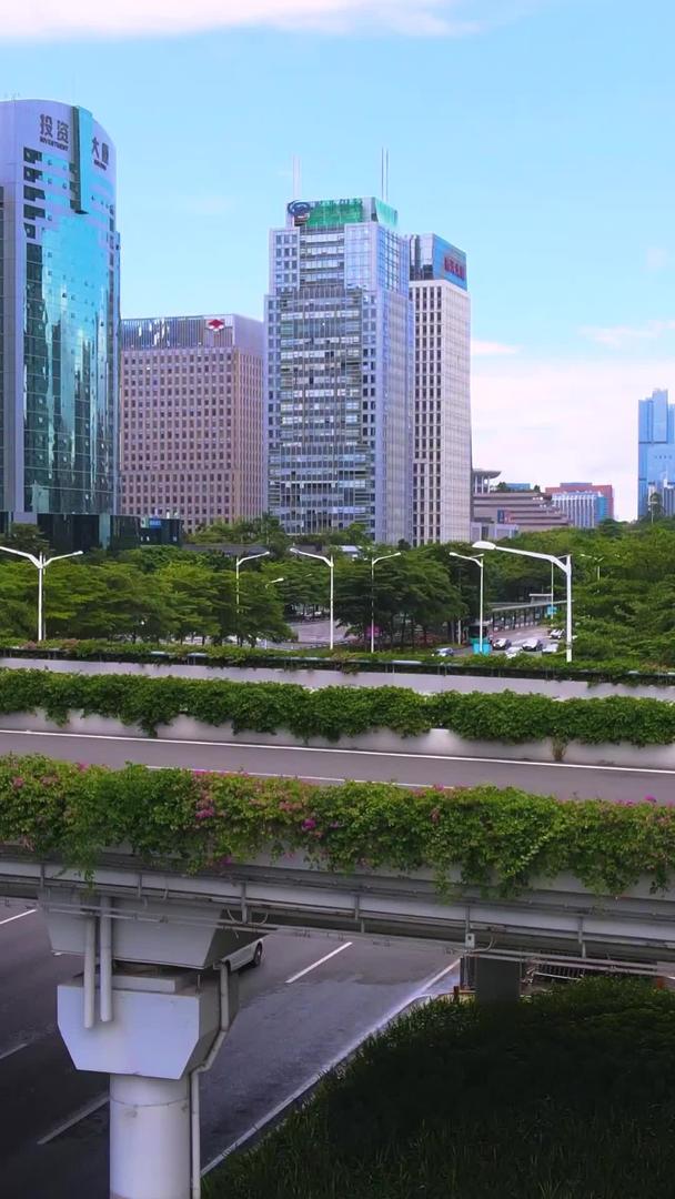 高清晰度航拍深南大道福田段城市建筑群交通风景视频的预览图