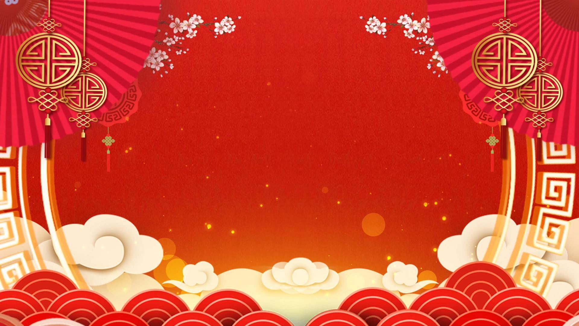 4K红色喜庆祥云背景视频视频的预览图