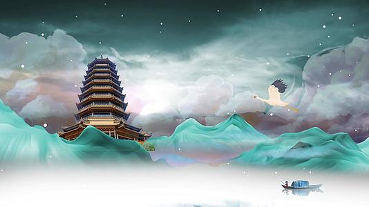 4K中国风重阳节山水意境背景视频视频的预览图