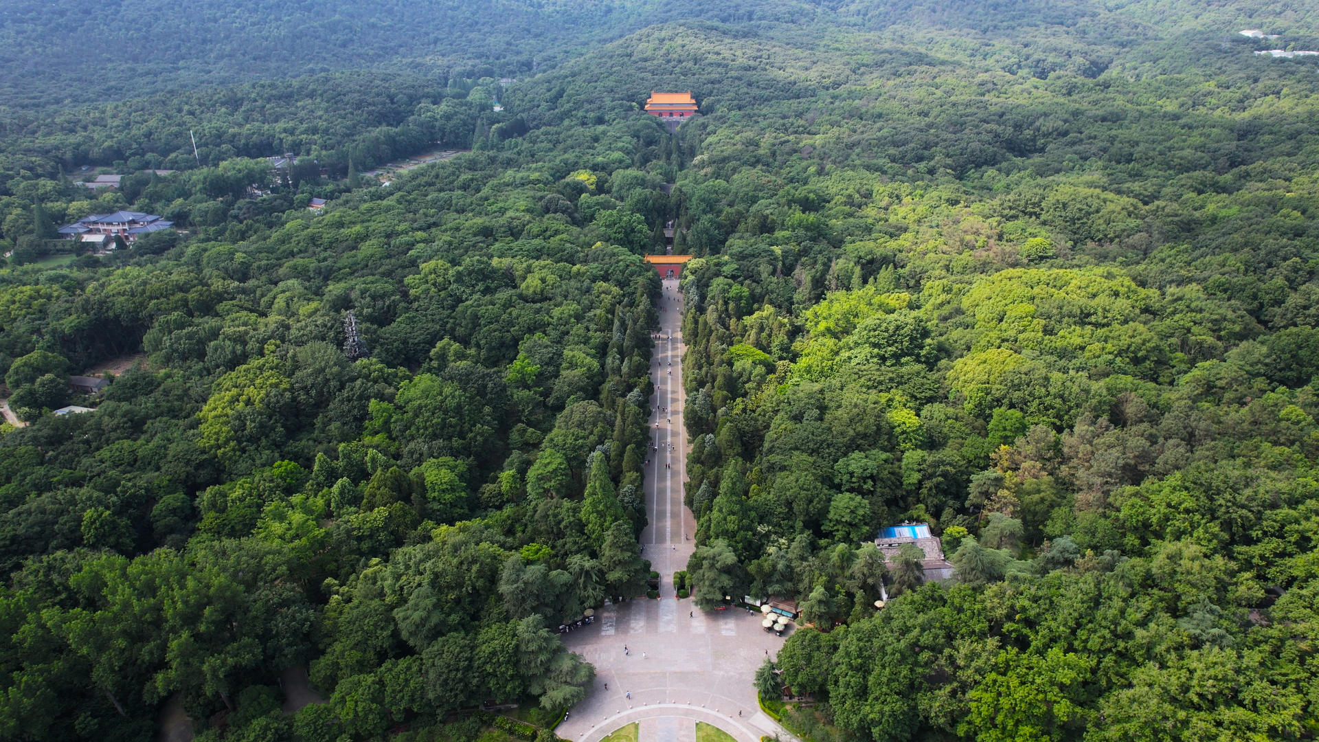 4K航拍南京5A级景区钟山风景区中山陵明孝陵视频的预览图