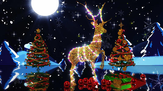 4K圣诞麋鹿背景素材视频的预览图