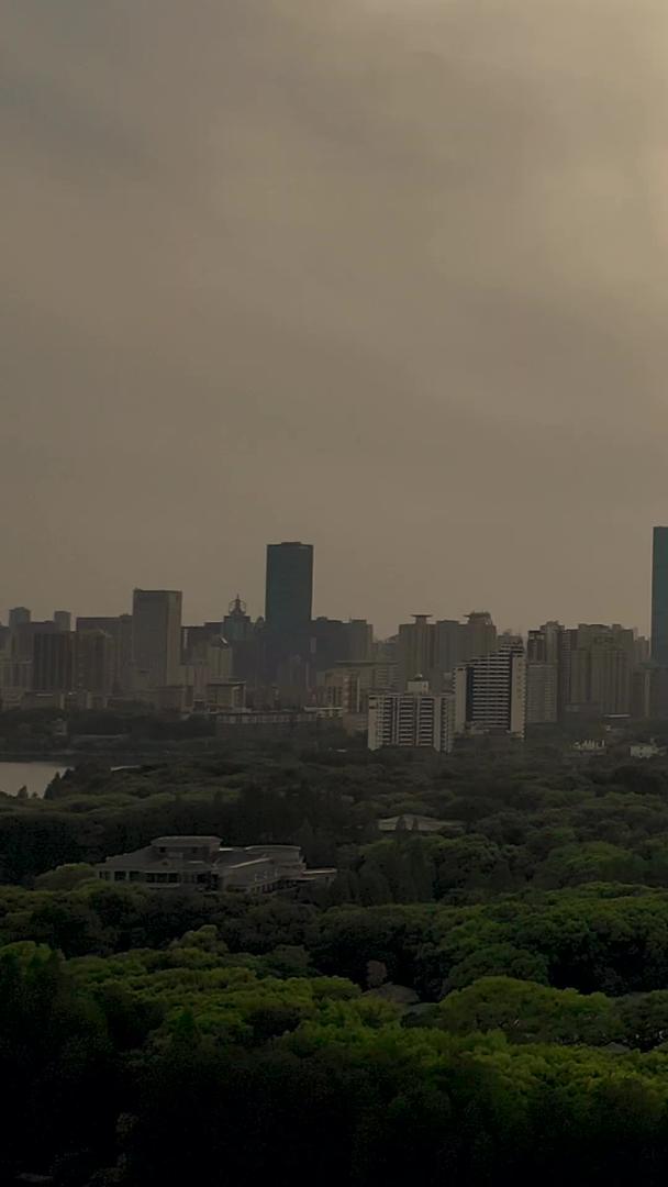 武汉绿肺东湖日落时与城市景观视频的预览图