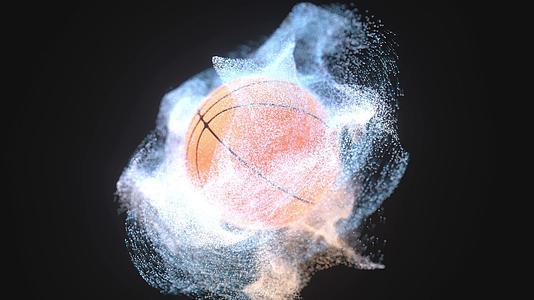 篮球旋转时白色扭曲粒子3DGreating视频的预览图