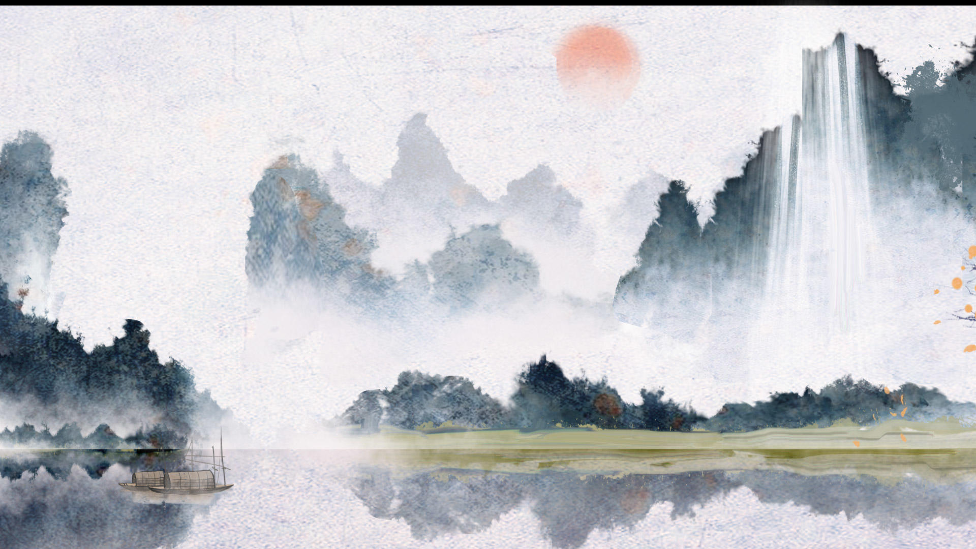 中国风水墨山背景视频的预览图