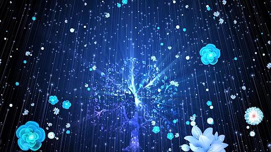 唯美动态粒子光效树大气花朵背景视频元素视频的预览图