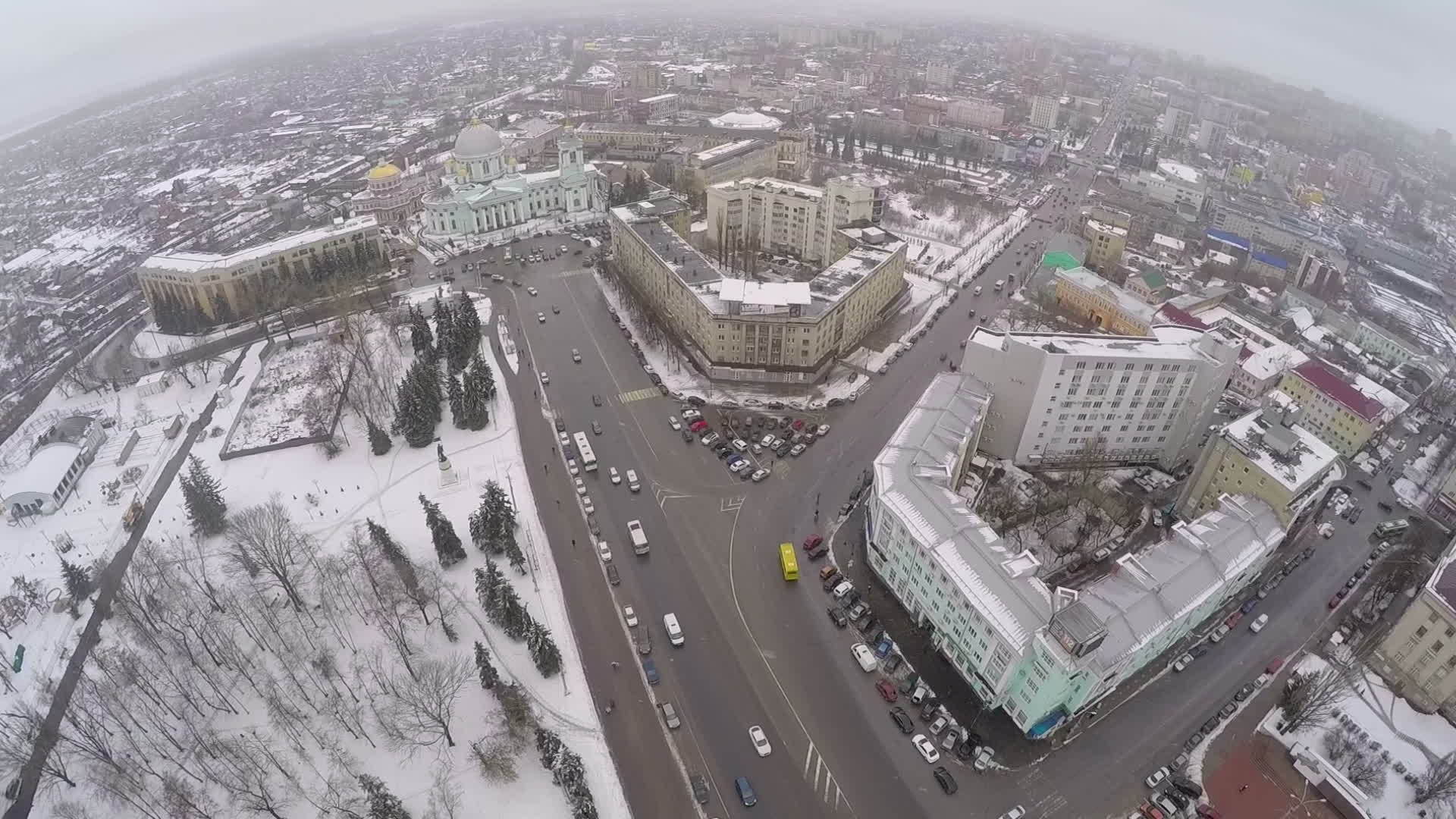 俄罗斯库尔斯克冬城顶部的全景视频的预览图