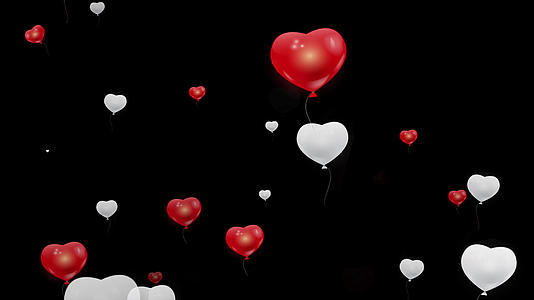 4K爱心气球上升动画元素带通道视频的预览图