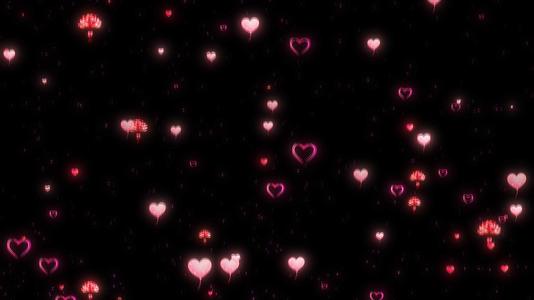 520情人节荧光爱心粒子上升动画视频的预览图