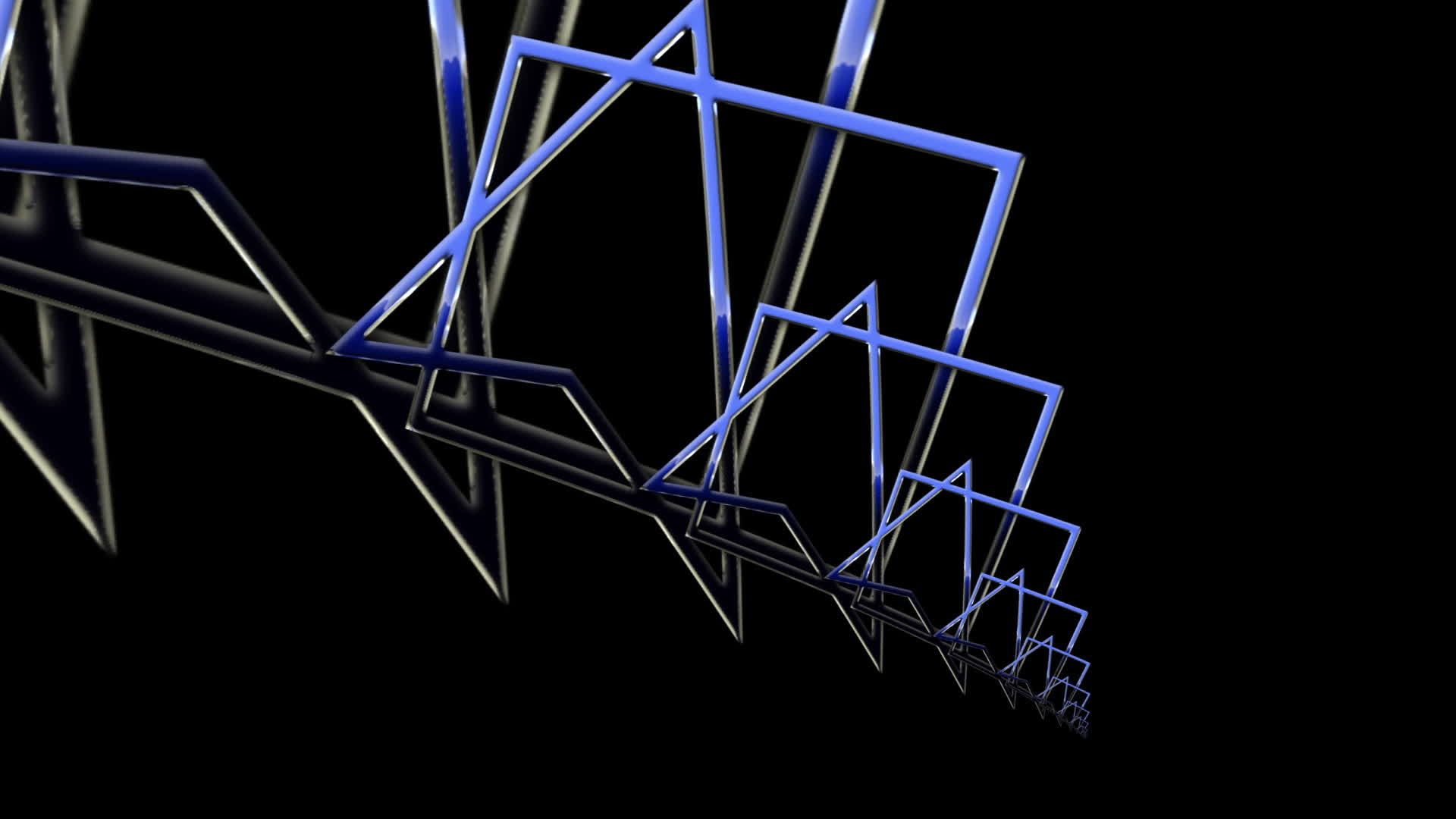 蓝线几何图案带有旋转三角形和黑色背景视频的预览图