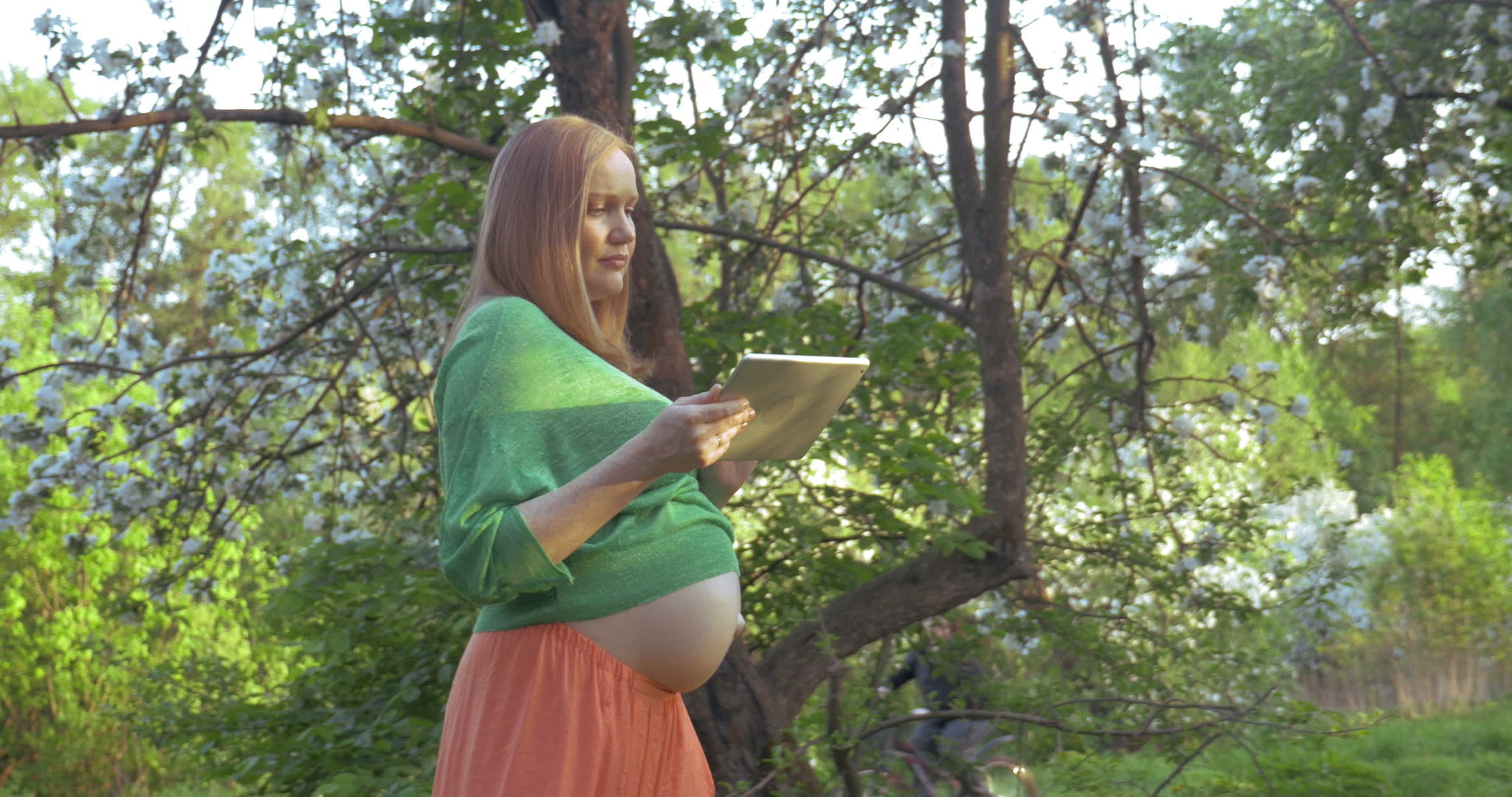 孕妇在公园散步视频的预览图