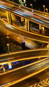 上海高架桥车水马龙航拍夜景延时视频的预览图