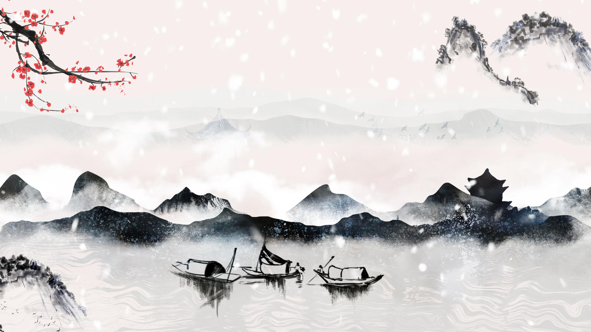 4K冬季雪景中国风景动态背景视频视频的预览图